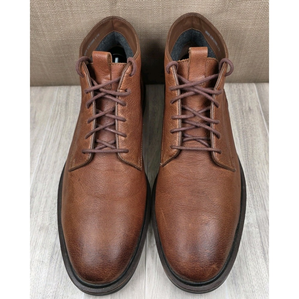 Cole Haan Mens 13M Brown Pebble Leather Chukka Lace-Up Ankle Boots Rubber Soles